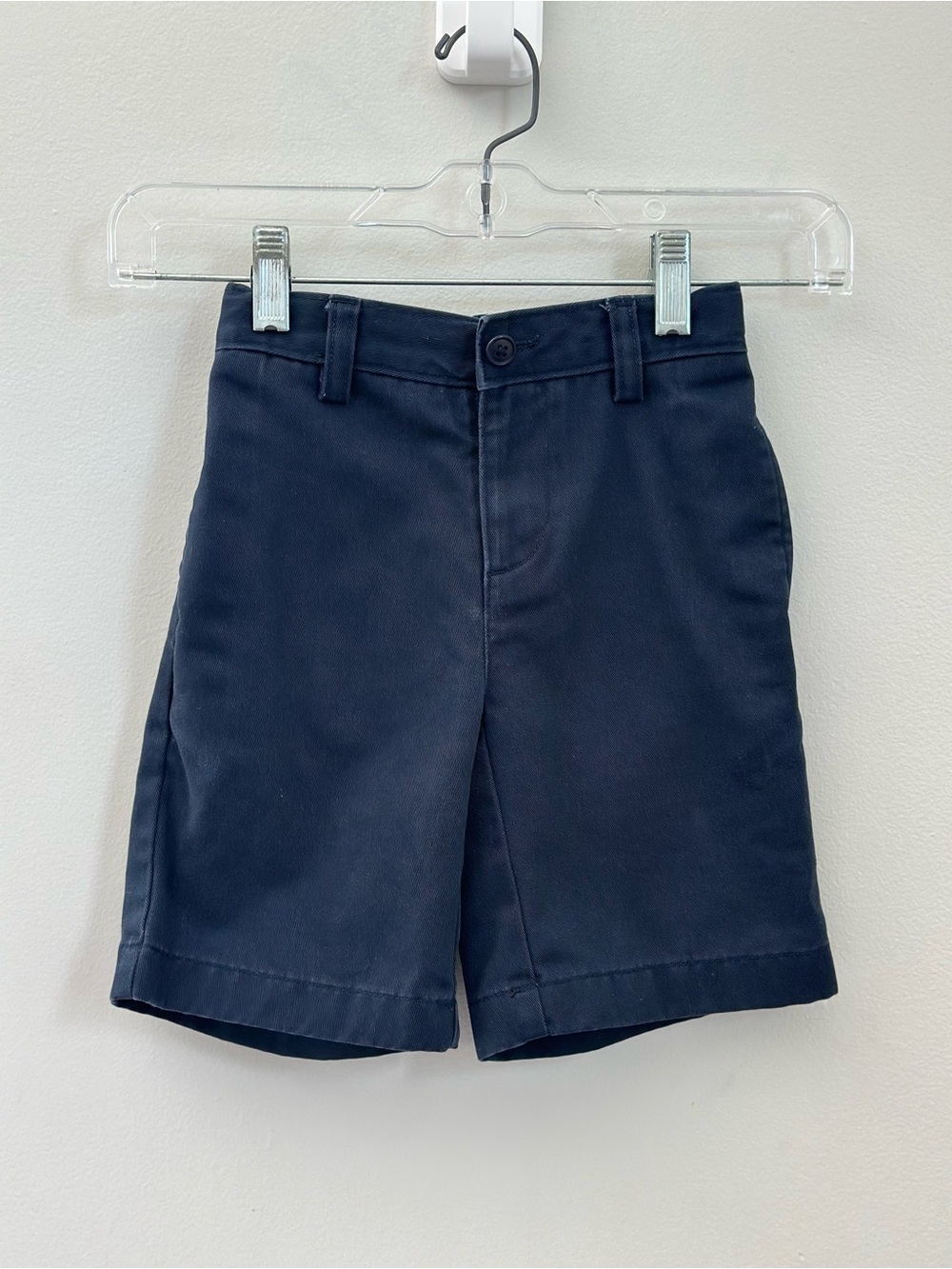 Lands’ End Boys Navy Chino Uniform Shorts Size 6 Slim Adjustable Waist